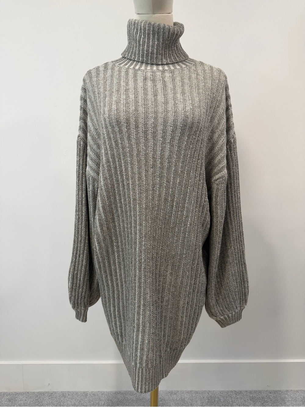 Urban Outfitters Gray Ribbed Turtleneck Sweater Dress